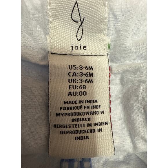 Joie Infant Baby Blue Gingham Checkered Embroidered Matching Dress Set Size 3-6M - Picture 6 of 7